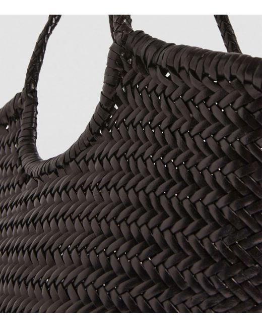 Dragon Diffusion Black Large Leather Woven Nantucket Tote Bag