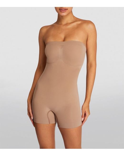 Skims Brown Seamless Sculpt Strapless Shortie Bodysuit