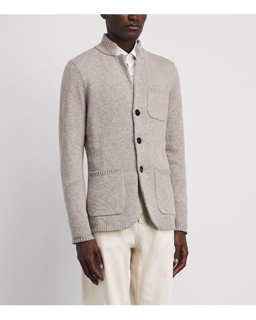 Maurizio Baldassari Gray Wool-Cotton Blend Cortina Cardigan for men