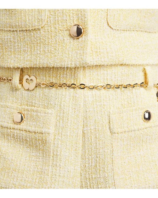Maje Natural Tweed Belt-Detail Shorts