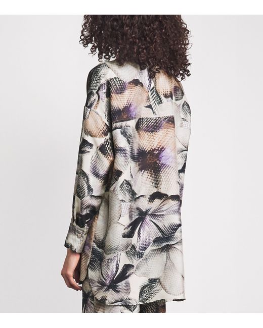 Agnona Gray Silk Printed Shirt