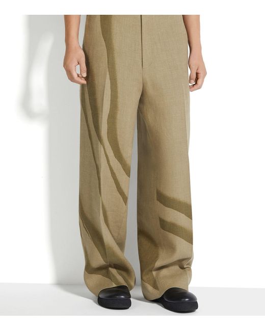 Zegna Natural Oasi Linen Oversized Trousers for men