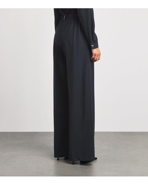 Fabiana Filippi Blue Merino-Blend Beaded Trousers