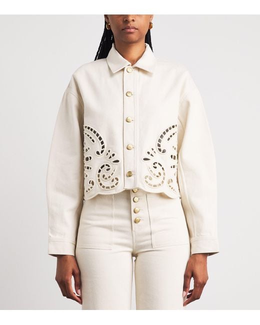 Ulla Johnson White Bobbi Eyelet Denim Jacket