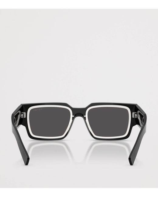 Prada Black Acetate Rectangular Sunglasses for men