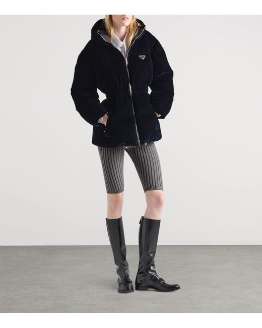Prada Blue Velvet Down Jacket