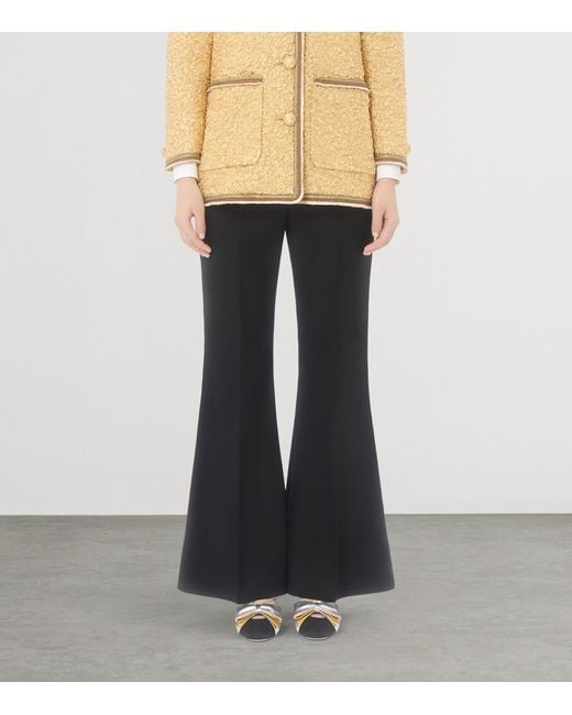 Valentino Black Virgin Wool Flared Tailored Trousers