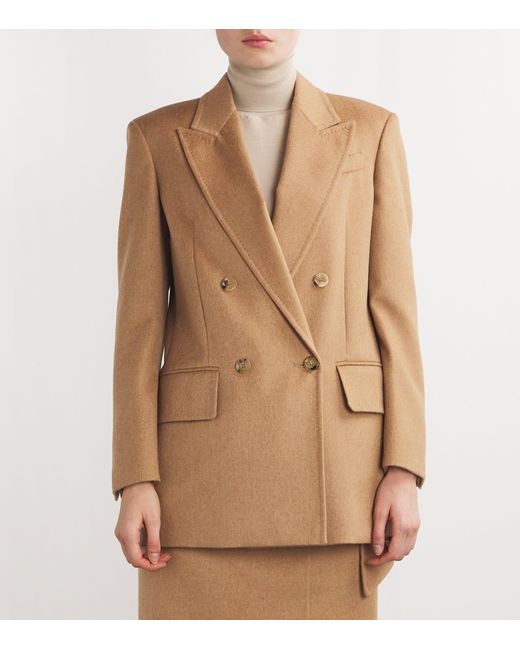 Max Mara Natural Camel Hair Double-Breasted Blazer