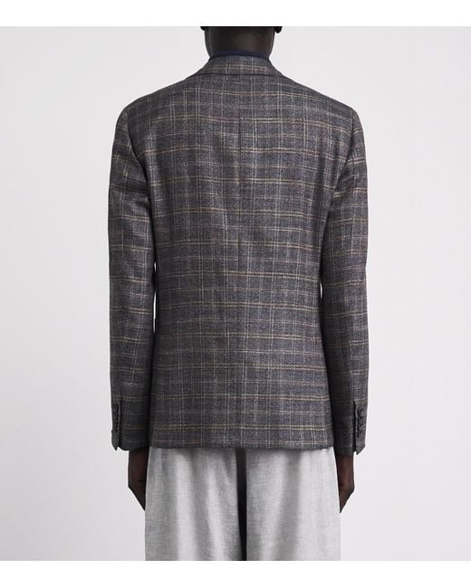 Pal Zileri Gray Wool-Blend Check Brera Blazer for men