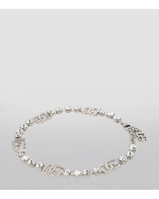 Dolce & Gabbana Metallic Crystal-Embellished Dg Necklace