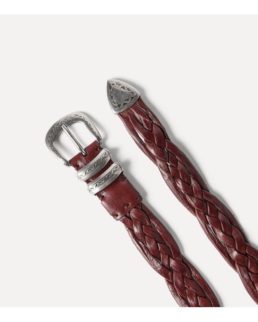 Brunello Cucinelli Brown Leather Woven Belt for men