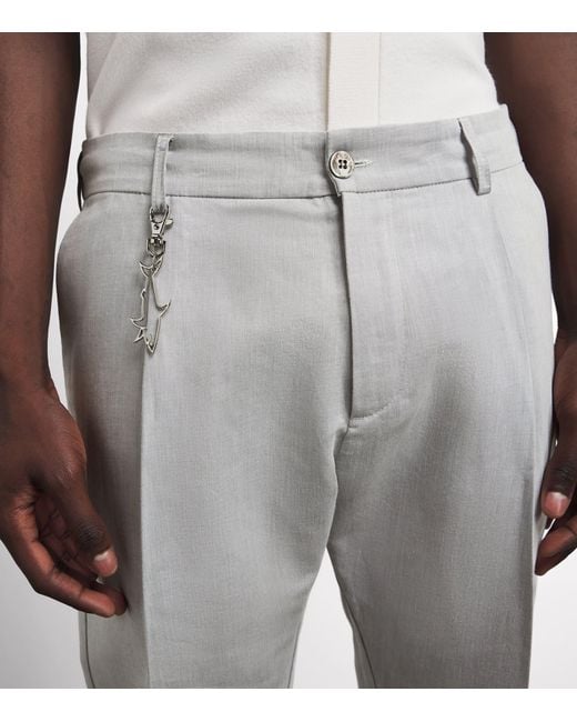 Paul & Shark Gray Linen-Cotton Drawstring Chinos for men