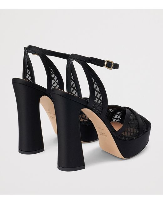 Malone Souliers Black Sequin Mesh Sylvie Platform Sandals 125