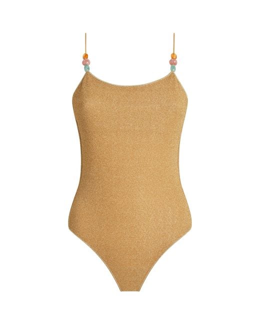 Oseree Brown Beaded Lumière Swimsuit