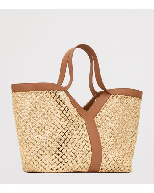 Saint Laurent Natural Raffia Y Tote Bag