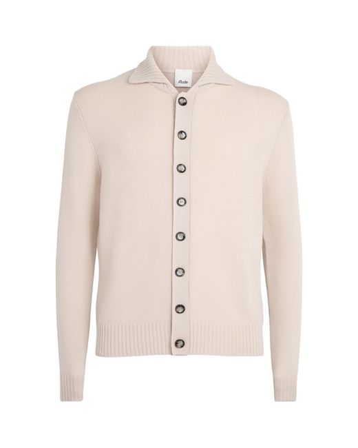 Allude Natural Wool-Cashmere Collared Cardigan for men