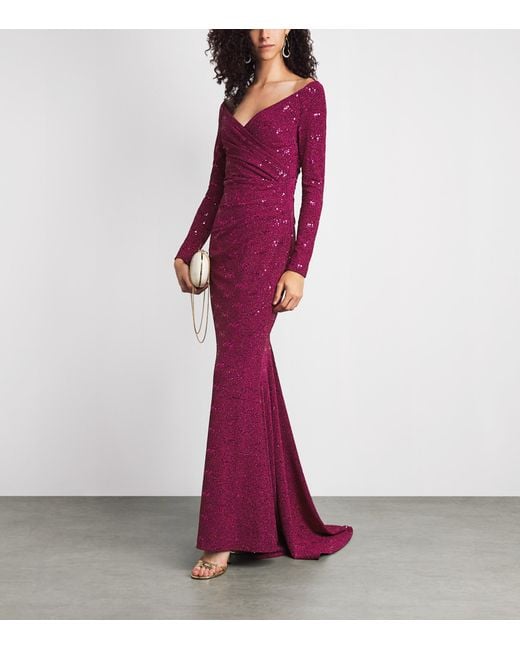 Talbot Runhof Purple Embellished Stardust Gown