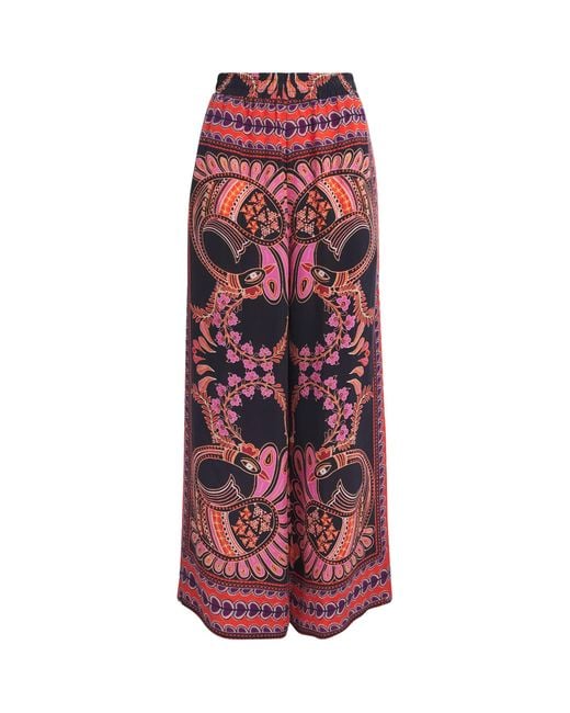 Lug Von Siga Red Printed Madison Wide-Leg Trousers