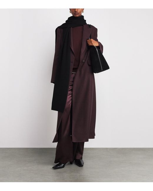 Eleventy Purple Wool-Blend Double-Breasted Duster Coat