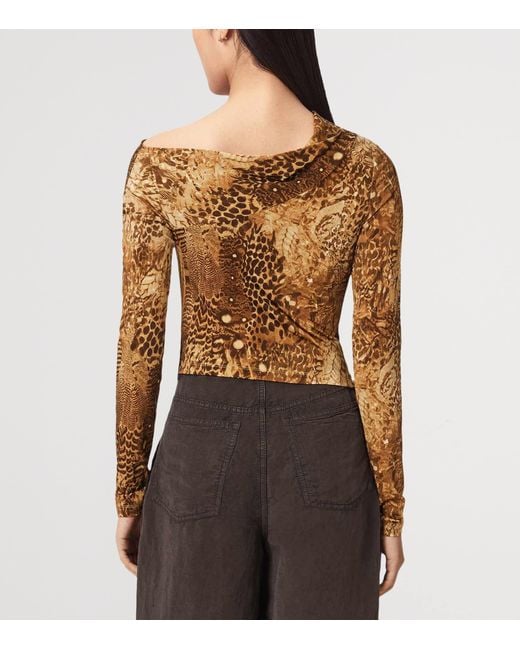 AllSaints Brown Animal Print Arlie Top