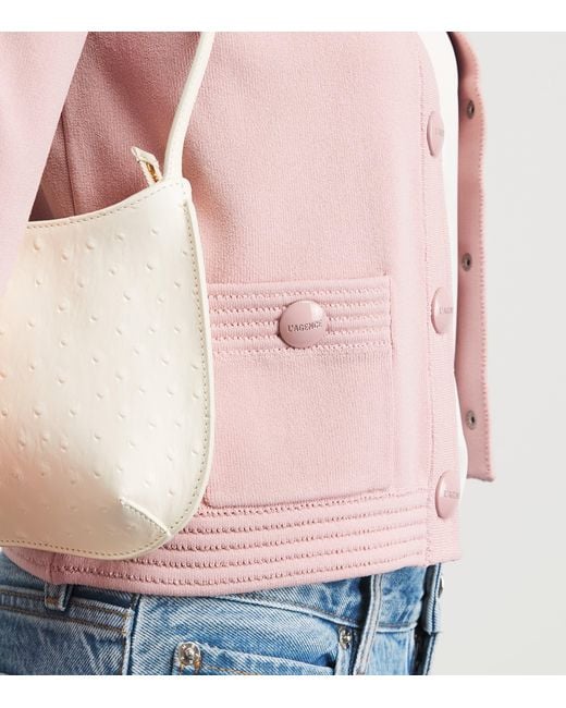 L'Agence Pink Cropped Patsy Cardigan