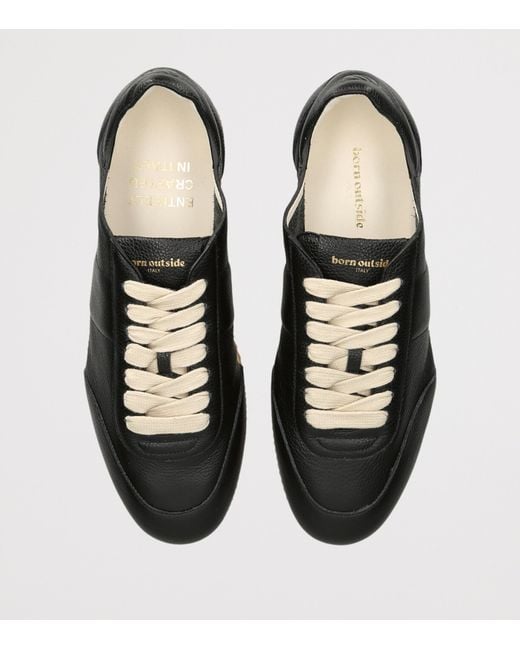 Born Outside Black Leather Tempo Sneakers for men
