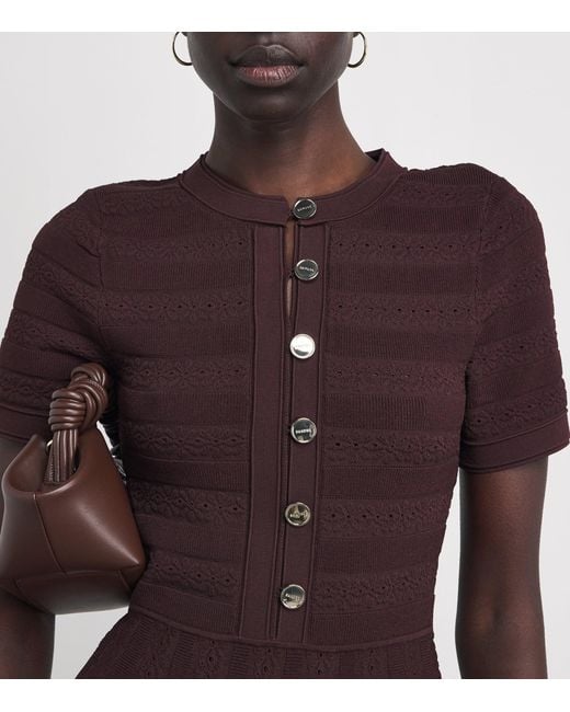 Sandro Brown Knitted Button-Up Mini Dress