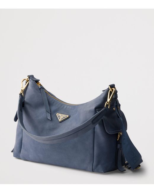 Prada Blue Large Nappa Leather Explore Shoulder Bag