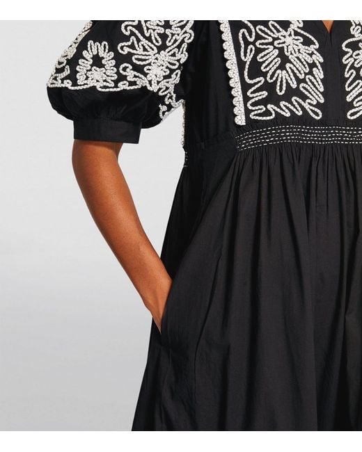 Sea Black Embroidered Cordera Midi Dress