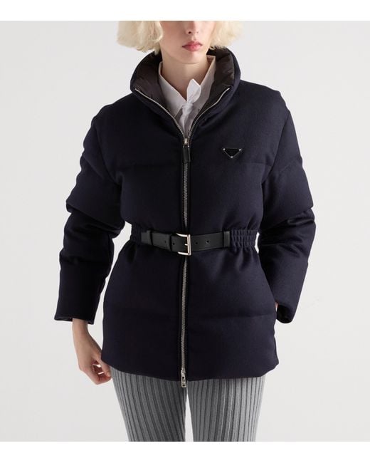 Prada Blue Down Loden Puffer Jacket