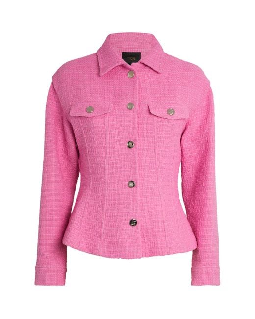 Maje Pink Tweed Button-Down Jacket