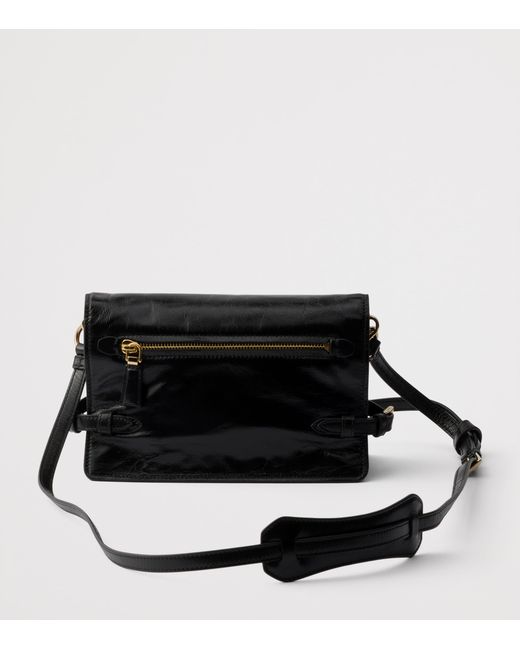 Prada Black Mini Leather Wallet With Strap
