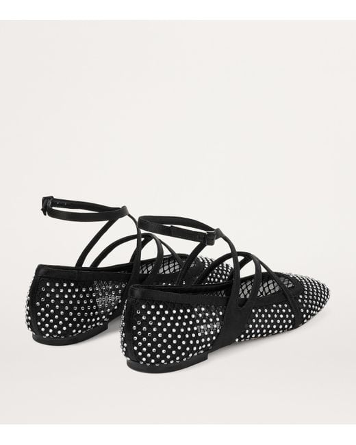 Jimmy Choo Black Astoria Mesh Embellished Ballet Flats