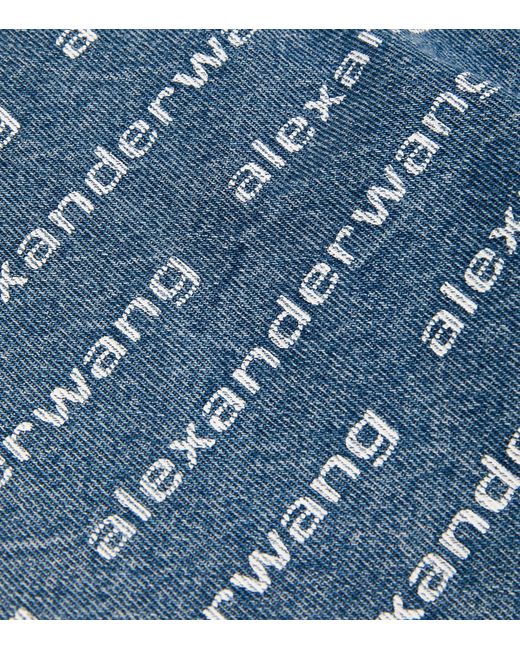 Alexander Wang Blue Logo Print Denim Shorts