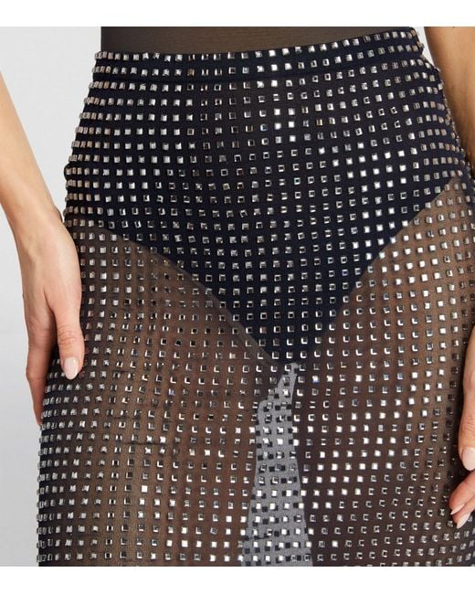 Christopher Esber Gray Crystal-embellished Midi Skirt