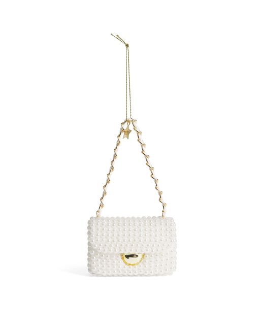 Harrods White Faux Pearl Bag Tree Decoration