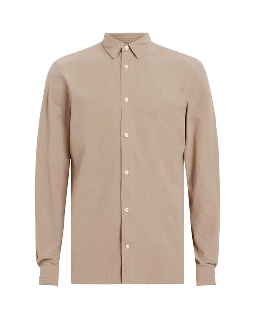 AllSaints Brown Cotton Lovell Shirt for men