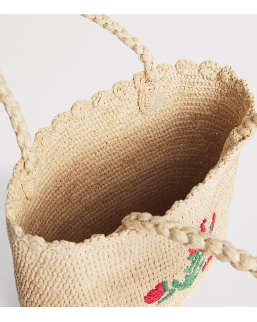 Rixo White Raffia Nilani Shoulder Bag
