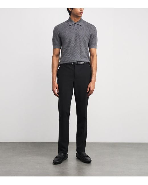 Emporio Armani Gray Virgin Wool Polo Shirt for men