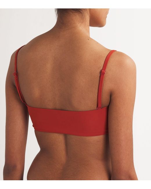 Christopher Esber Red Ruched Prong Bikini Top