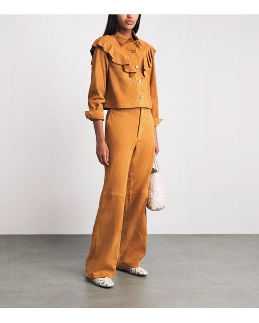 Ulla Johnson Brown Ruffled Matilde Suede Jacket