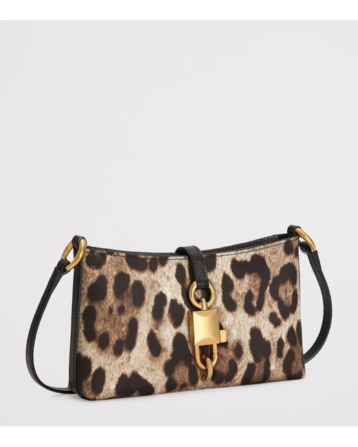 Dolce & Gabbana Brown Leopard-Print Lock Shoulder Bag