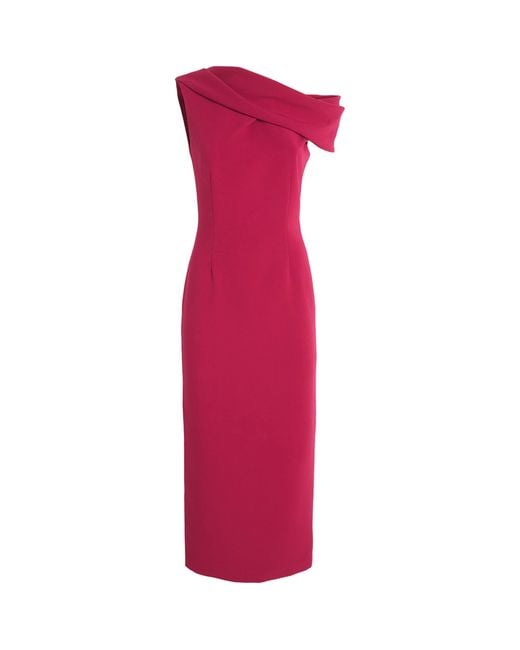 Roland Mouret Pink Asymmetric Midi Dress