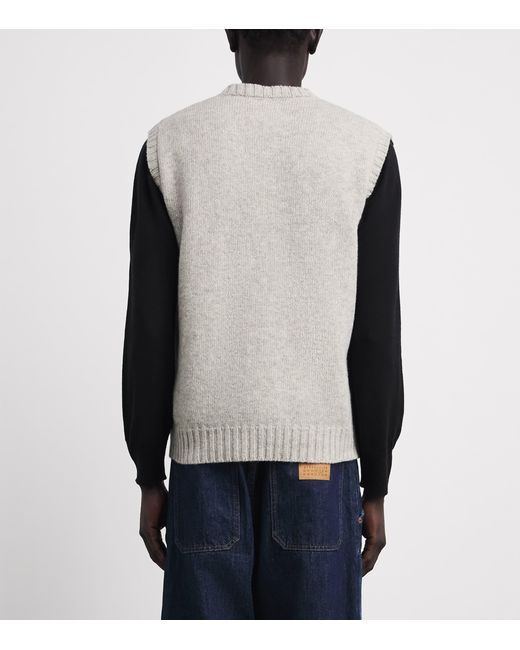 MM6 by Maison Margiela Gray Wool-Blend Logo Sweater Vest for men