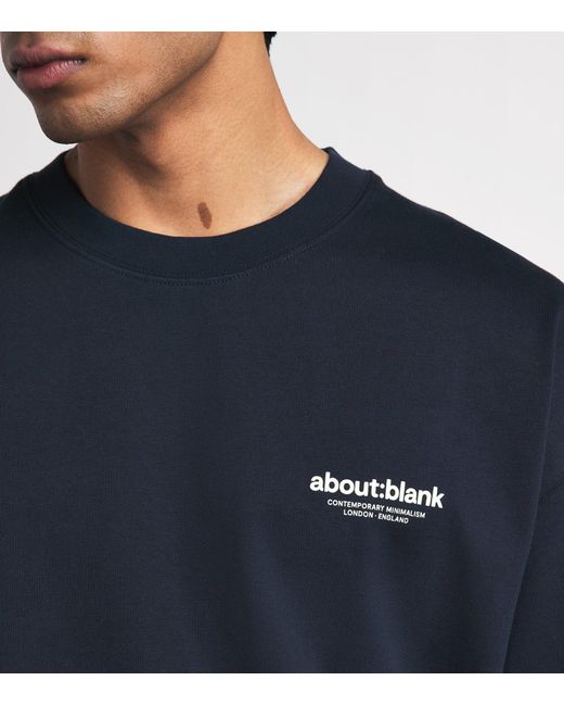 About Blank Blue Cotton Logo Boxy T-Shirt for men