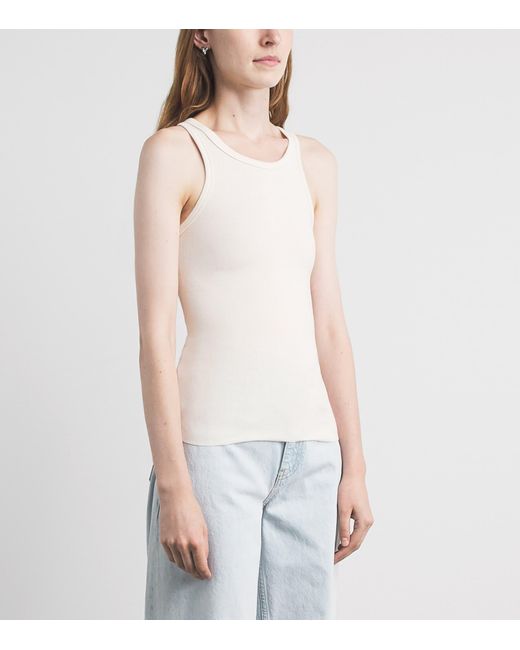 ÉTERNE White Ribbed Tank Top