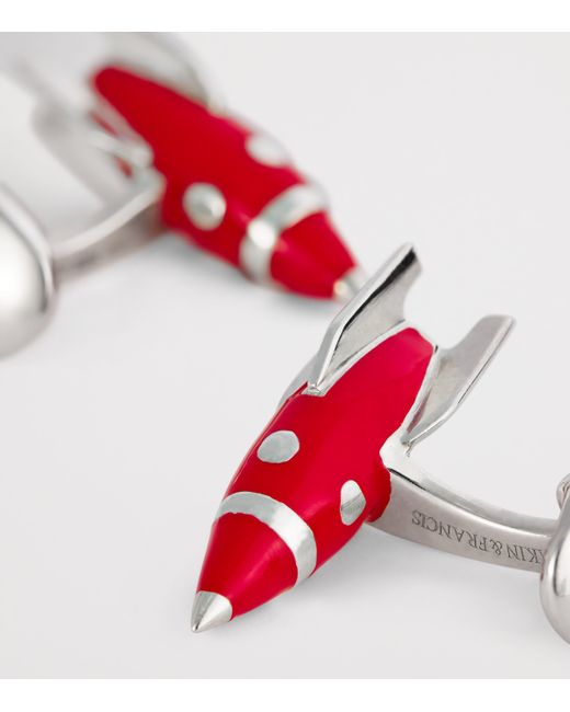Deakin & Francis Red Sterling Enamel Rocket Cufflinks for men