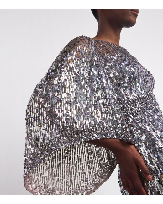 Jenny Packham Gray Embellished Ines Gown