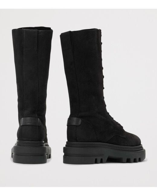 AllSaints Black Leather Jay Mid-Calf Boots
