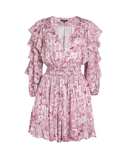 Maje Pink Printed Ruffle Dress